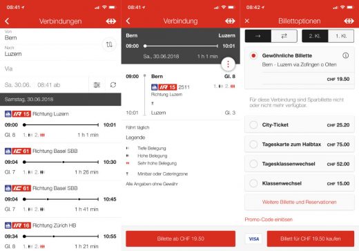 SBB Mobile App Tickets in der Schweiz per Handy buchen